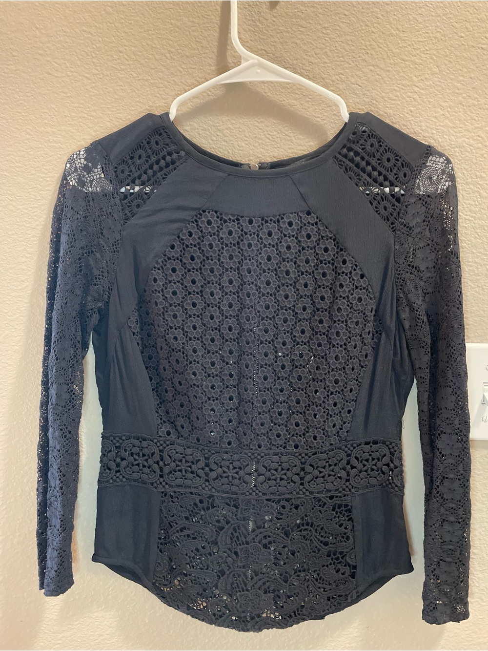 Lucky Brand Black Lace Long-Sleeve Women's Top